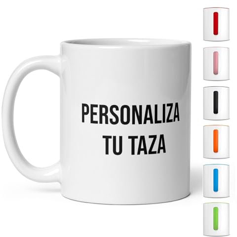 Kembilove Tazas personalizadas con tu propio diseño - Taza personalizada con foto y texto - Tazas originales para regalar - Interior y asa de colores - Capacidad de 350 ml