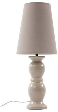 Lucande Tischlampe Lyndorin (Design, Modern) in Creme aus Keramik (1 flammig E27) - Tischleuchte Schreibtischlampe Nachttischlampe Wohnzimmerleuchte