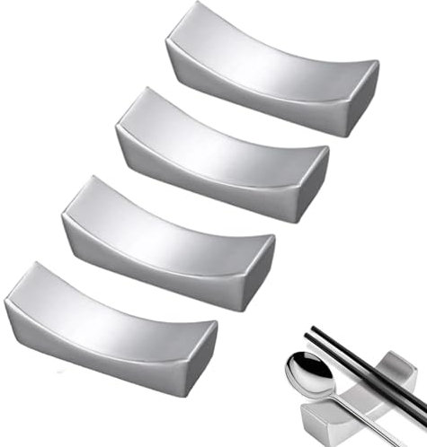 Bogoro Essstäbchen Ablagen, 4Pcs Edelstahl, Stäbchen Rest, Essstäbchen Halter für Restaurant Hotel Geschirr Küchenbedarf, Eine Lange Zeit Verwendet Werden(Silber)