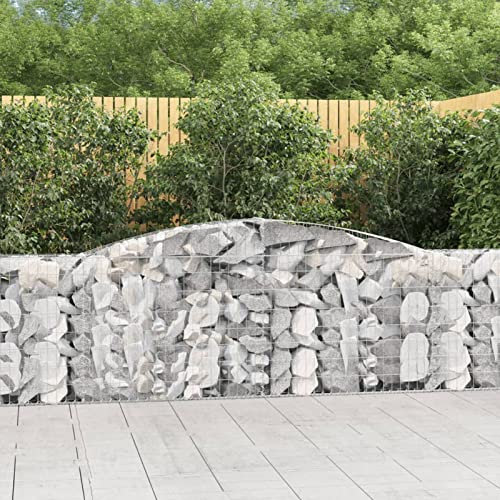 Rantry Gewölbter Gabionenkorb 400x30x100/120cm Verzinktes Eisen Gabionenkorb Käfig Gitterdraht Steinkorb Outdoor Spirale Stützmauer Garten Pflanzgefäß 4775