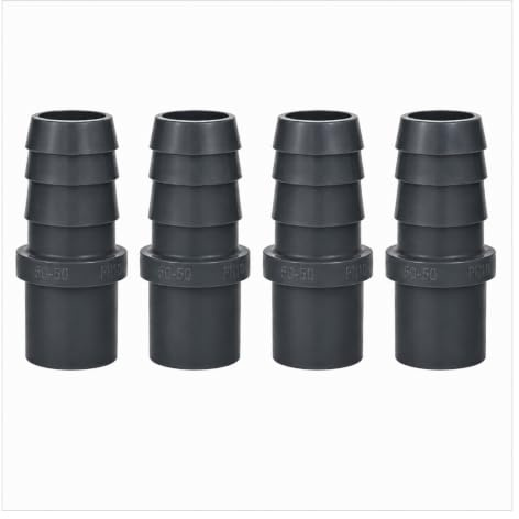 HAF 4X PVC Druckschlauchtülle mit 50mm x 50mm | Schlauchtülle x Klebestutzen | Schlauchverbinder aus grauem PVC-U | PN16 für Poolfitting, Pool, Schwimmbad, Poolverrohrung, Druckleitung