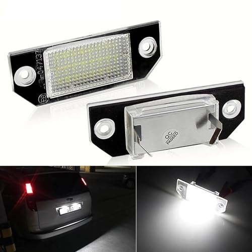 BHZNGD Kennzeichenbeleuchtung hinten, 12 V, 6500 K, Xenon-Weiß, Rücklicht, 2 Stück, fehlerfreie Kennzeichenbeleuchtung, kompatibel mit Ford Focus C-Max 2003-2007/MK2 2003-2008