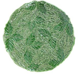 Vietri Lastra Holiday Green Figural Piatto Rotondo, Artisan Collectible Ceramic Christmas Dish 36,8 cm