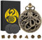 Mini DND Würfel Set Steampunk Hohl Oktopus Taschenuhr Schale Hülle, 7-teilige Polyedrische Metall D&D Würfelset, DND Geschenke mit Geschenkbox, Rollenspiele-Brettspielzubehör Würfel, Bronze