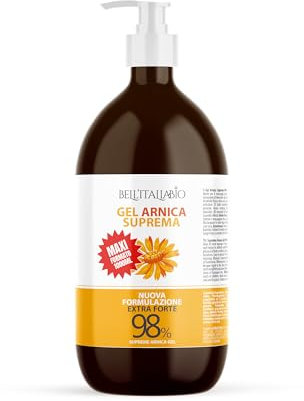 Arnica Maxi Formato da 1 Kilo per Cavalli Uso Umano 98%, Formula Extra Forte, Arnica Gel Forte per Massaggi, Crema Arnica per Muscoli, Azione Intensa, 100% Made in Italy - BELL'ITALIABIO