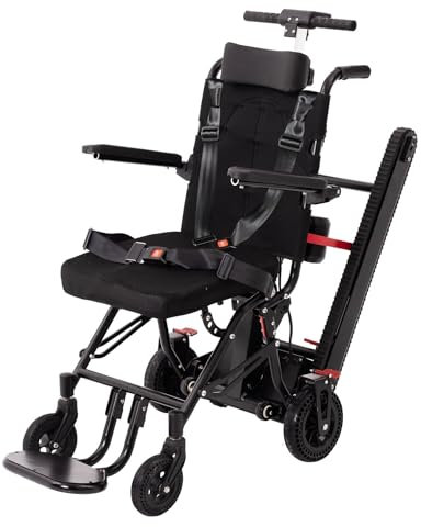 Feoffey Silla de ruedas eléctrica para adultos. Silla de ruedas de transporte ligera y plegable. Silla de ruedas plegable de tipo dividido para personas mayores, subir escaleras, andadores para