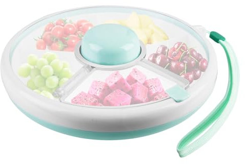 PRITOK Snack Spinner: Snack Box mit Deckel, Snackbox mit 5 Fächern, Rotierende Aufbewahrung Kinder Tragbare Süßigkeiten Organizer, Wiederverwendbar Snack Spinner Nüsse Desserts (Mintgrün)