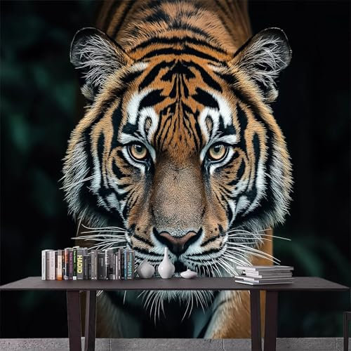 Art Photo Wallpaper 200 x 140 cm Bengal Tiger Non-Woven Living Room Bedroom Wall Decoration - UV Protection Child Photo Mural - Living Room Sofa TV Background Wall Decor