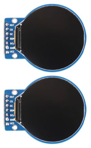 Tiardey 2 Stück 1,28 Zoll LCD-TFT-Display für Arduino RGB IPS Farbbildschirm SPI Bare Round Screen -GC9A01