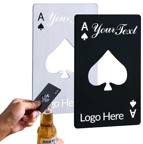 Custom Card Bottle Opener Poker Ace of Spades Credit Card Size Bottle Opener Bachelor Party Favors Souvenirs and Gifts for Groomsmen Stainless Steel Personalized Customized Bottle Opener (1)