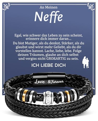 Lederarmband für Männer, Geschenk für Ihn Papa Mann Sohn Opa Enkel Neffe | Bruder Freund Geschenk zum Valentinstag Weihnachten Vatertag Geburtstagsgeschenk mit Geschenkbox