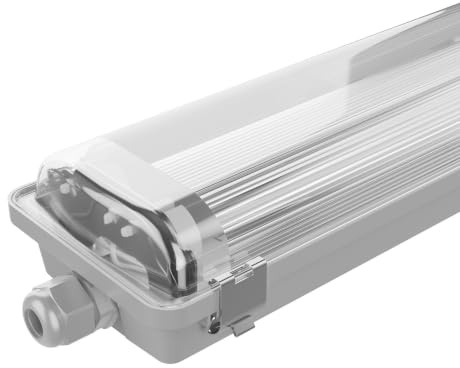 Ledvion - 1 pieza, pantalla estanca, 150cm, IP65, para 2 tubos LED, Tubo No incluido, lámpara de techo para garaje, de bodega, tubo led, almacén