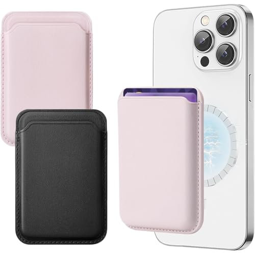 JEYORZY 2 pcs Portafoglio Magnetico da Cellulare per iPhone con Tasca Adesiva in Silicone per Tessere, Portafoglio portacarte, Carte e Badge - Pratico Porta Carte di Credito - Adatto per Cover