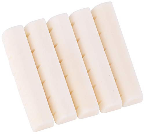 Fictory Gitarrensattel-Set für Akustikgitarren, elfenbeinfarben, Weiß, einfache Installation, langlebig, verbessert die Leistung, 5 Stück