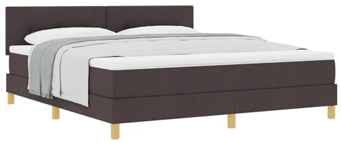 vidaXL Boxspringbett mit Matratze Dunkelbraun Polsterstoff 180x200 cm Stoff für Erwachsene Stabile Holzbeine Einfach zu montieren und komfortabel Schlafzimmermöbel Rahmen Topper Gehefteter Polyester