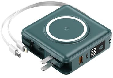 Power Bank Power Bank/Kommt mit magnetischem kabellosem Schnelllade-Fünf-in-Eins-Netzteil mit großer Kapazität und 22,5 W mobilem Netzteil mit Stecker (7000 mAh/Grün)