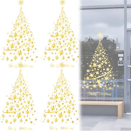 CXAFQ 4 Stück Weihnachts-Fensteraufkleber, Türaufkleber, Fensteraufkleber Weihnachten, EIN Aufkleber 78cm Hoch * 55cm Breit, Elektrostatisches Klebstofffreies Design, Glastüren Fenster Für Geschäfte