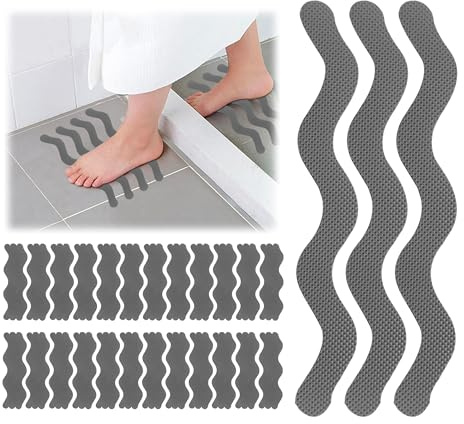 momgyaamz Strisce Antiscivolo per Scale Esterne, Nastro Antiscivolo per Gradini per Scale, Bagni, Cucine e Saune, Strisce Antiscivolo per Scale Interne 72 Pezzi, Antiscivolo Scale 18 X 1,3 cm, Grigio