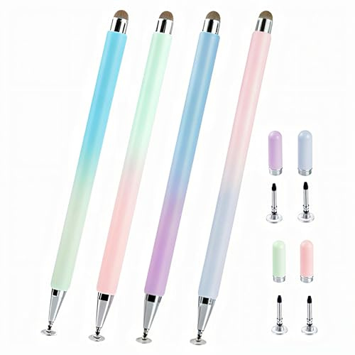 4 lápices capacitivos para tablet Fire Max 11/HD 8Plus/8/7plus/7 Kids HD Table compatible con iPad iOS/Android Tab S Pen (morado, rosa, azul y verde, 4 colores macarrón)