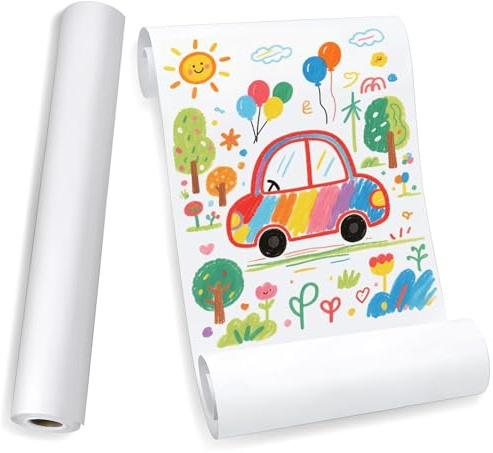 Zeichenpapier Rolle 44 cm x 20 m, Weiße Papierrolle zum Malen für Kinder | 70g/m² Malrolle & Zeichenpapier, ideal für Zeichnen, Skizzieren, Basteln, Schule & Plakatpapier
