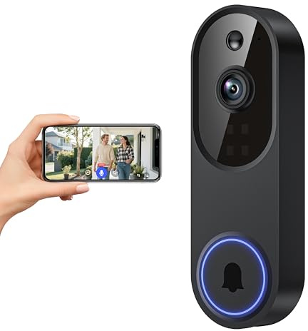 FineLuck 1080P WiFi Video Doorbell Camera Wireless, AI Human Detection, 2-Way Talk, 2.4G Wi-Fi, Battery Powered, Cloud Storage, Indoor Outdoor Surveillance (Without Receiver)