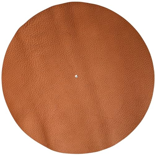 Premium Leather Turntable Slipmat — 11.5 Full-Grain Cowhide Platter Mat | Anti-Static | Dual-Sided Grain & Suede | Fits Audio-Technica, Pro-Ject, Rega & More (Tan)