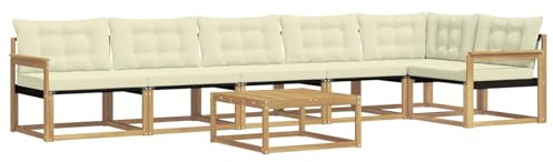 vidaXL Outdoor-Sofagarnitur 7 pcs Weiß und Creme 79 x 79 x 37 cm, Garten Sofa für draußen, modernes Lounge Set, langlebige Möbel für die Terrasse, bequemes Sitzen