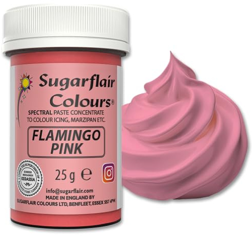 Sugarflair Flamingo Pink Food Colouring Paste 25g | Concentrated Flamingo Pink Food Dye for Fondant, Buttercream, Cake Decorating and More - Vegan, Kosher, Bake-Stable