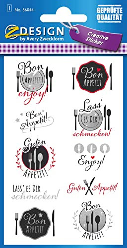 AVERY Zweckform 56044 (Deko Sticker, Guten Appetit, 10 Aufkleber)