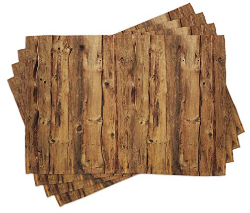 ABAKUHAUS Rustikal Platzmatten, Holzwald Bäume Kunst, Waschbare Stoff Esszimmer Küche Tischdekorations Digitaldruck, Holzbraun
