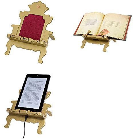 Gifts for Readers & Writers Throne Bookchair iPad, Tablette Stet et Livre Titulaire, Or