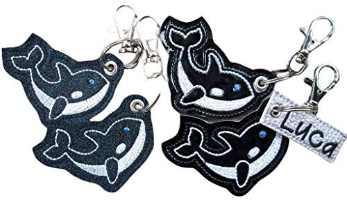 ORCA WAL personalisierbar mit Namen Schlüsselanhänger Taschenanhänger tolles kleines Geschenk zur Einschulung für Tasche rosa pink