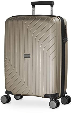 HAUPTSTADTKOFFER TXL - Handgepäck, 55 x 40 x 20 cm, TSA, 4 Rollen, 36 Liter, Reisekoffer, Hartschalenkoffer, Rollkoffer, Bordgepäck Koffer, erweiterbar, Champagner