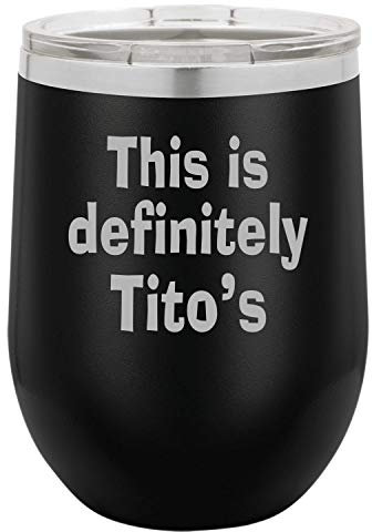 BeeGeeTees Funny Wine Tumbler This Is Definitely Vodka Laser Engraved Insulated Stainless Steel Cup With Lid (Matte Black)