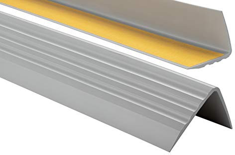 Nez de marche profil d’angle PVC autoadhésif 50x40mm antidérapant, d'escalier-protection, bande de bordure, 80cm, Gris