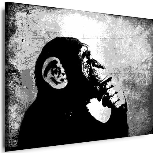 Myartstyle - Bilder Banksy Affe Street Art 120 x 80 cm Leinwandbilder Xxl - 1 Teilige Wandbilder Kunstdrucke w-a-2040-59