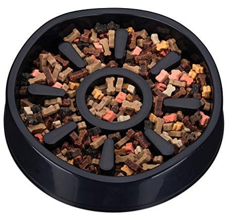 Relaxdays Anti Schling Napf Hund, Kunststoff, rutschfest, großer Futternapf für langsames Fressen, 900 ml, schwarz, 1 Stück (1er Pack)
