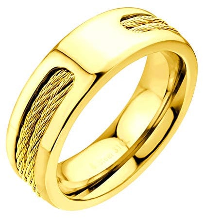 555Jewelry Ehering aus Edelstahl, doppelt gedrehte Zopfreihen, Inlay-Ring, Ehering für Herren, Leder Holz Leder Bambus Muschel Holz Holz, Muschel, Bambus, Leder, Metall, nicht bekannt