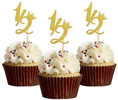 MonMon & Craft 24 Gold Glitter Baby 6 Monate Cupcake Topper / Gender Reveal Party Cupcake Dekorationen