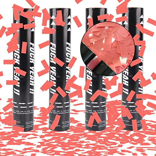 Konfettikanone Papier*4pcs, XiXiRan Konfettikanone Geburtstag, Party Popper, Konfetti Pistolen Set, Konfetti Bombe, Konfetti Shooter, Konfettikanone Gender Reveal, Konfetti Kanonen Poppers (Rot)
