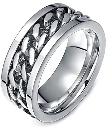Ayoiow Bague Acier Inoxydable Femme Or Anneau Tournant Argent Anneau Argent Mariage
