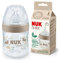 NUK for Nature Baby Bottle | Small Teat | 150 ml | Breast-Like Ant-Colic Silicone Teat | Temperature Control | Sustainable, BPA-Free Materials | Beige