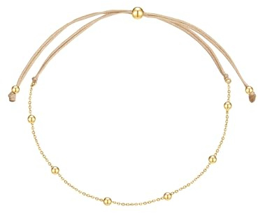 GLANZSTÜCKE MÜNCHEN Damen Armband 925/- Sterling Silber gelbgold | gelbvergoldet 18 Karat, Textilarmband, Zugverschluss, Textilarmbandfarbe beige