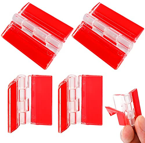 Lot de 4 charnières en plastique transparent pour piano - Charnières autocollantes pour armoire - 65 x 40 mm