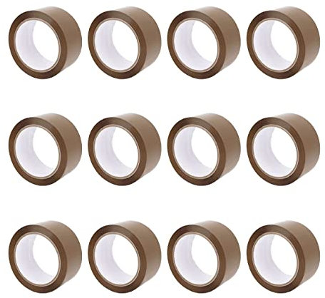FYBR TAPEMAXX PLUS 12 Rollen starkes Paketklebeband leise Paketband Packband Packing Tape Klebeband Paket Packetbandrolle Verpackungsband 48mm x 66m braun