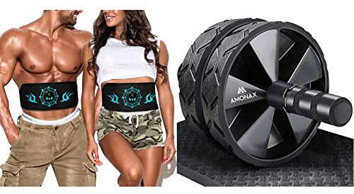 iLoxin EMS Trainingsgerät, Bauchtrainer Elektrisch, EMS Bauchmuskeltrainer, Bauchmuskeltrainer mit EMS-Technologie & Amonax Bauchroller, bauchtrainer ab Roller, bauchmuskeltrainer ab Wheel Set