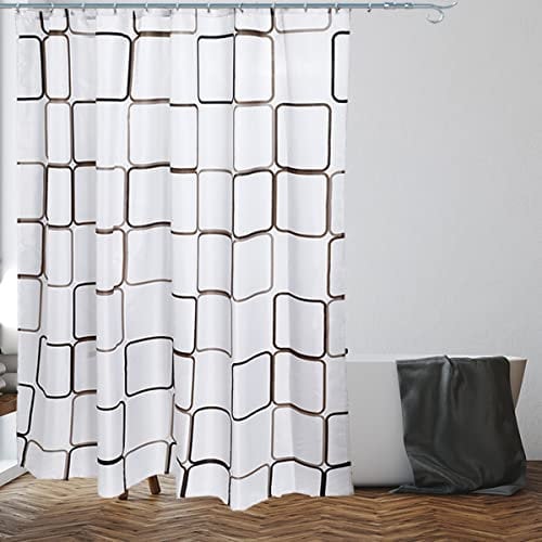 VIROSA Squares Shower Curtain Anti Mould, Mildew Resistant | Size 180x180 cm (71 x 71 Inch) | Water Repellent Fabric | 100% Polyester (Squares)