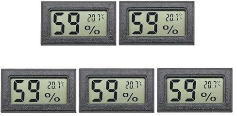 5-Pack LCD Digital Hygrometer Thermometer, Mini Digital Temperaturmesser Feuchtigkeitsmesser für Gewächshaus/Autos/Zuhause/Büro