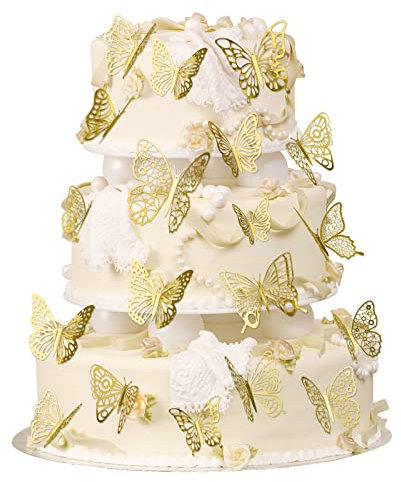OSDUE Decoración para Tartas 48 Piezas Adornos para Tartas de Mariposa Toppers de Mariposas para Tartas, Mariposas Decorativas para Tartas de Cumpleaños y Fiesta de San Valentín