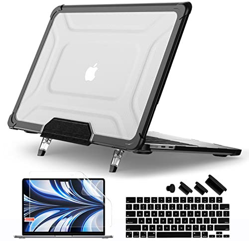 Batianda Robuste Schutzhülle für MacBook Air 15 Zoll 2026 M5 2025 M4 2024 2023 Modell A3448/A3114 – Starry Dot-Matrix Cover mit PU-Leder Rücken & faltbarem Ständer – vollständiger Schutz